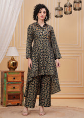 Green Kala Khatta Hand Embroidered Assymetrical Kurta Set