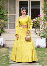 Yellow Marigold Lehenga Jacket Fusion Set