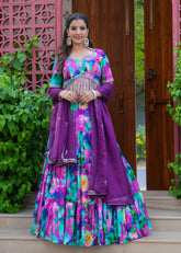 Purple Bloom Fusion Lehenga Set with Dupatta