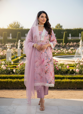 Lilac Cotton Schiffli Printed Suit Set