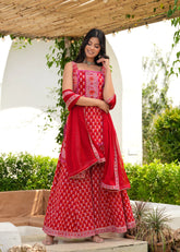 Laal Ishq Cotton Hand Blocked Straight Kurta Set