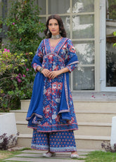 Neel Bahar Hand Blocked A-Line Kurta Set