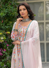 Abhaa Rose Quartz Hand Blocked Anarkali Set