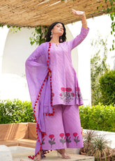 Jaamun Hand Blocked Anarkali Set