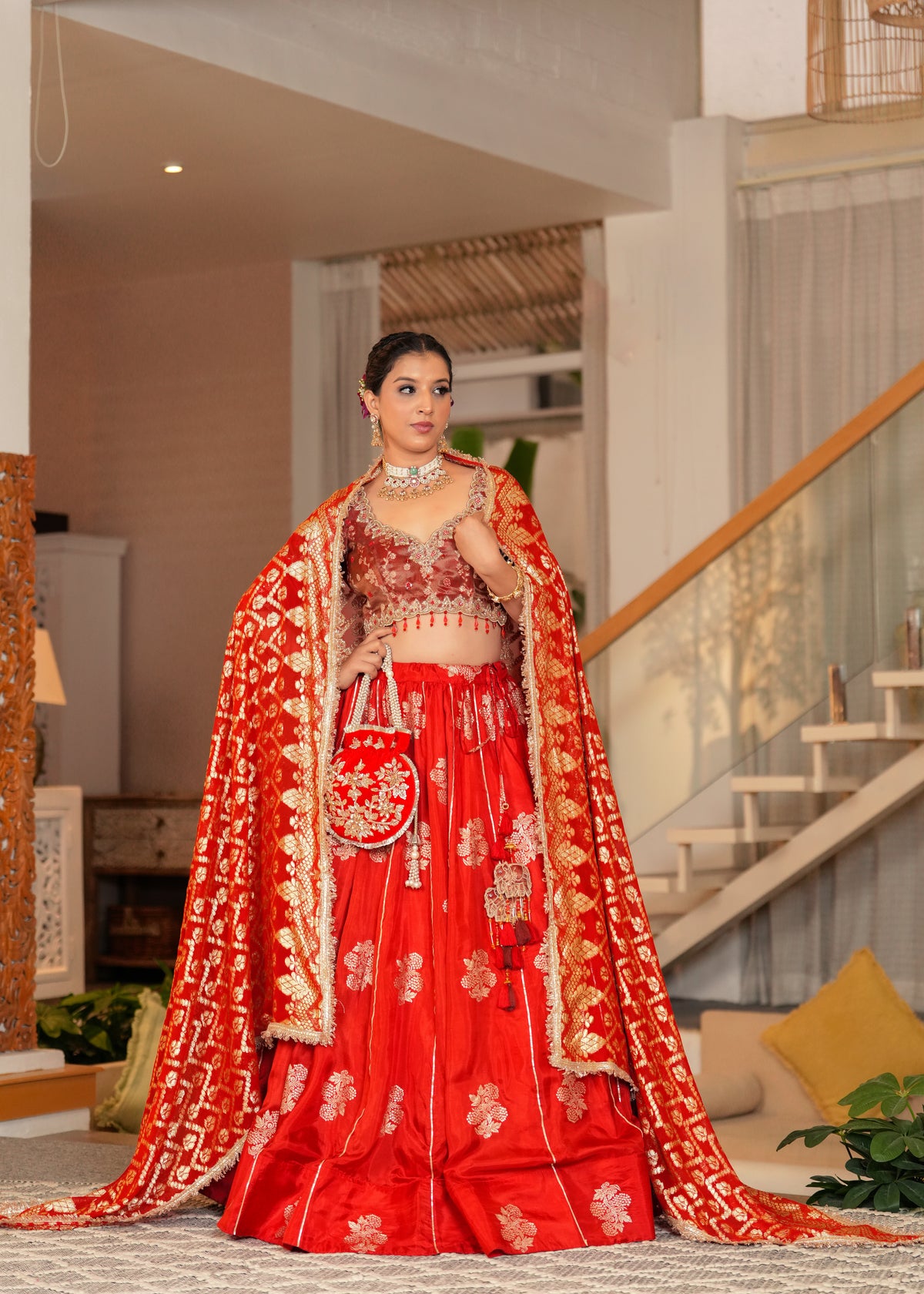 Rust Rakhtim Lehenga Set with Blouse