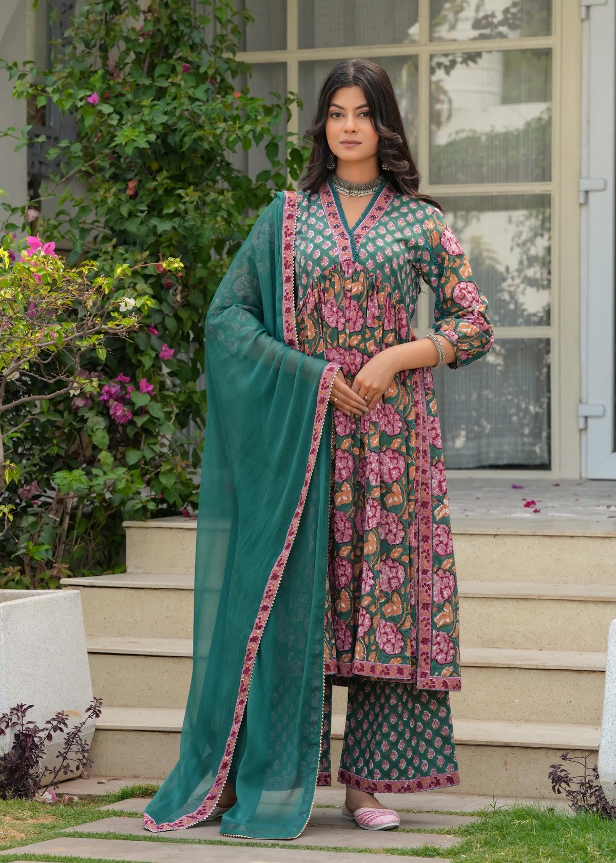 Amiya Hand Blocked Aliyah Kurta Set